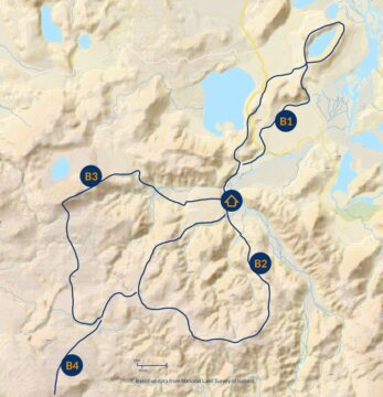 Long day hiking trails in Landmannalaugar - map