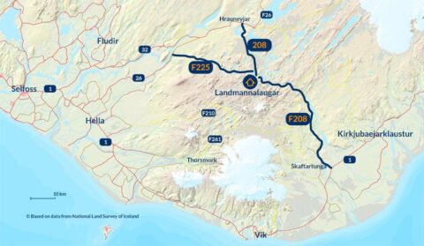 Getting to Landmannalaugar - map