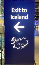 airport exit sign in Iceland