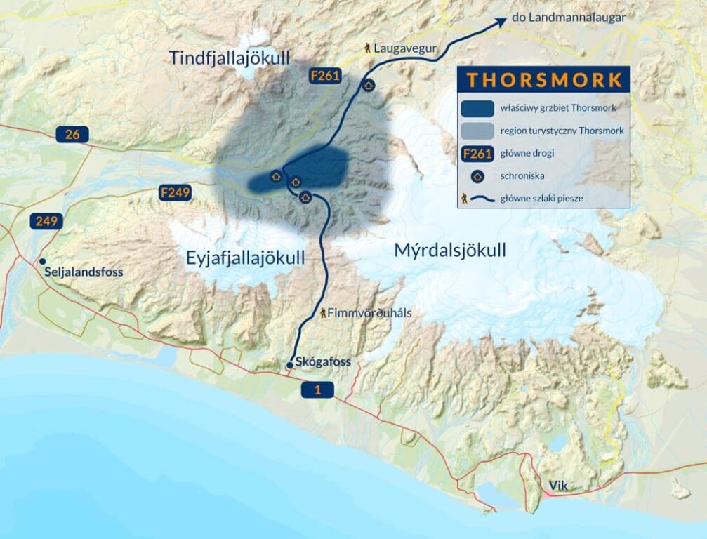 mapa regionu Thorsmork