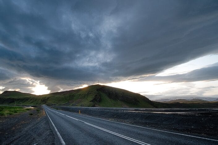 A paved road in Iceland