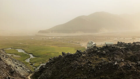 Sandstorm over kemipng Landmannalaugar