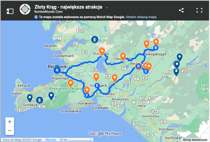 Mapa atrakcji Złotego Kręgu