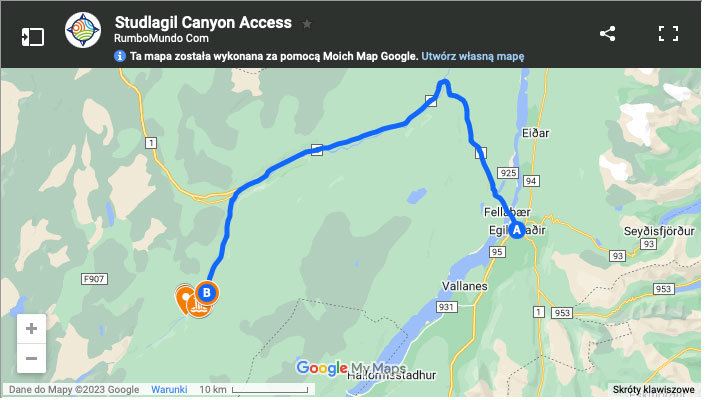 Map: Top 10 Canyons of Iceland.