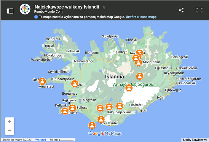 Major volcanoes of Iceland (map)