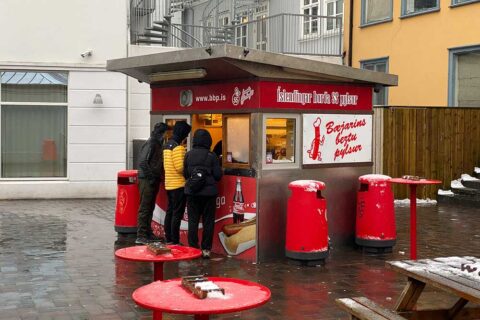 Iconic hot dog stand in down town Reykjavik