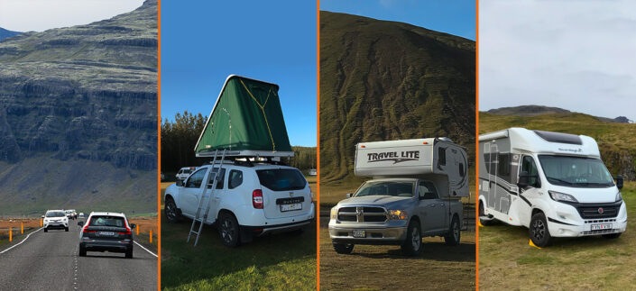 various cars available for rent in Iceland