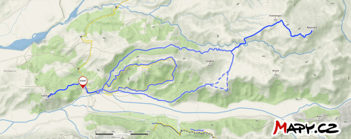 mapa szlaków w pobliżu Langidalur