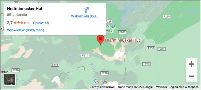 Mapa położenia kempingu Hrafntinnusker