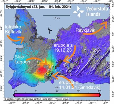 Wybrzuszenia gruntu w okolicy Svarstengi (vedur.is)