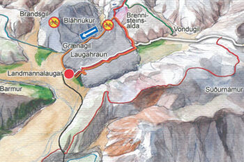 Mapa szlaków w Landmannalaugar