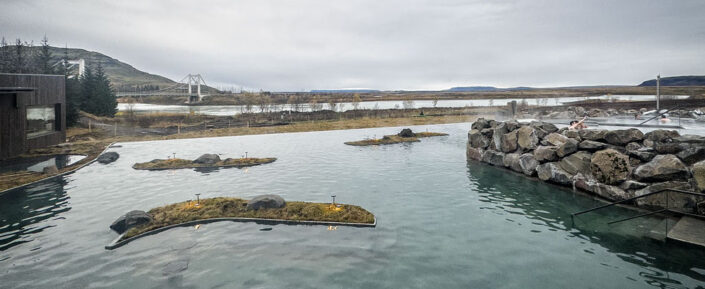 Widok z Laugaras Lagoon w stronę rzeki Hvita