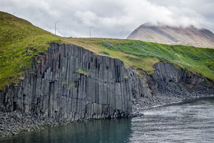 Basalt columns on ocean shore