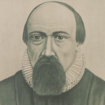 Portret Hallgrímura Péturssona na tablicy w kościele Hallgrimskirkja