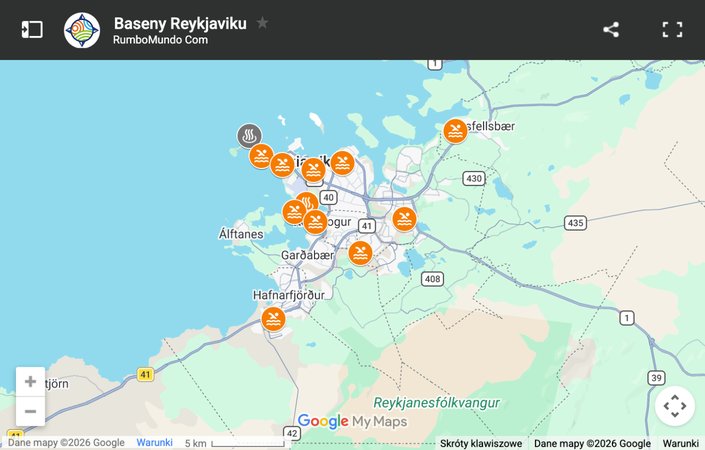 Map: swimming pools and hot pools in Reykjavik