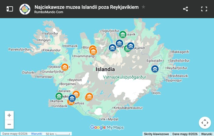 Map: interesting museums in Iceland outside Reykjavik
